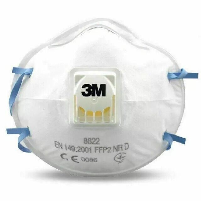 3M 8822 Valved Dust Mask Respirator FFP2 NR D P2V Cool Flow Comfort Box of 10