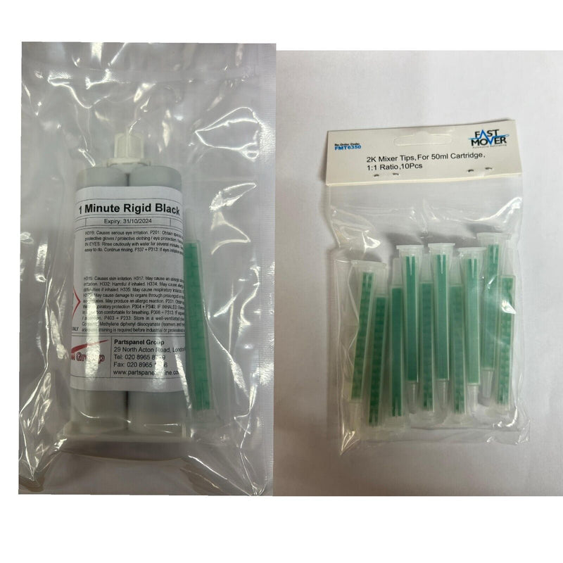 11 Nozzles & Plastic Repair Rigid Black Cartridge 50ml With 11 Nozzles