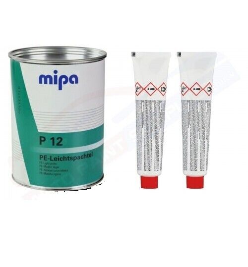 MIPA P12 Light Weight Body Filler 3 Litre Fine Easy Sand Putty with Hardner