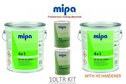 2 X MIPA 4 + 1 ACRYFILLER HIGH BUILD PRIMER WHITE 4LTR- 2 X H5 1LTR *10LTR KIT*