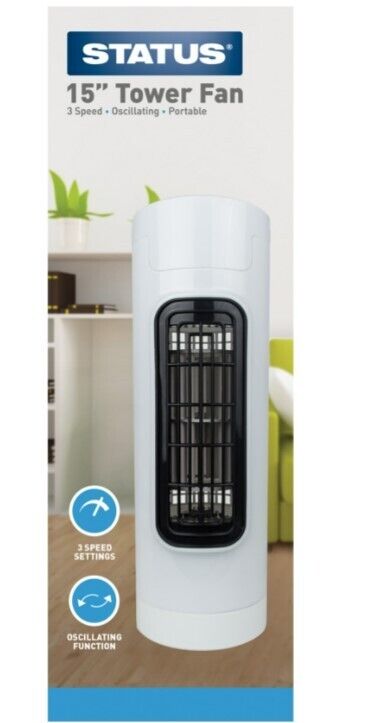 Status 15 inch 3 Speed Oscillating Mini Tower Fan