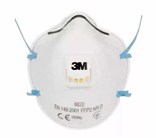 3M 8822 Valved Dust Mask Respirator FFP2 NR D P2V Cool Flow Comfort Box of 10