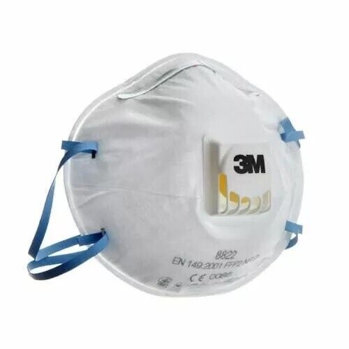3M 8822 Valved Dust Mask Respirator FFP2 NR D P2V Cool Flow Comfort Box of 10