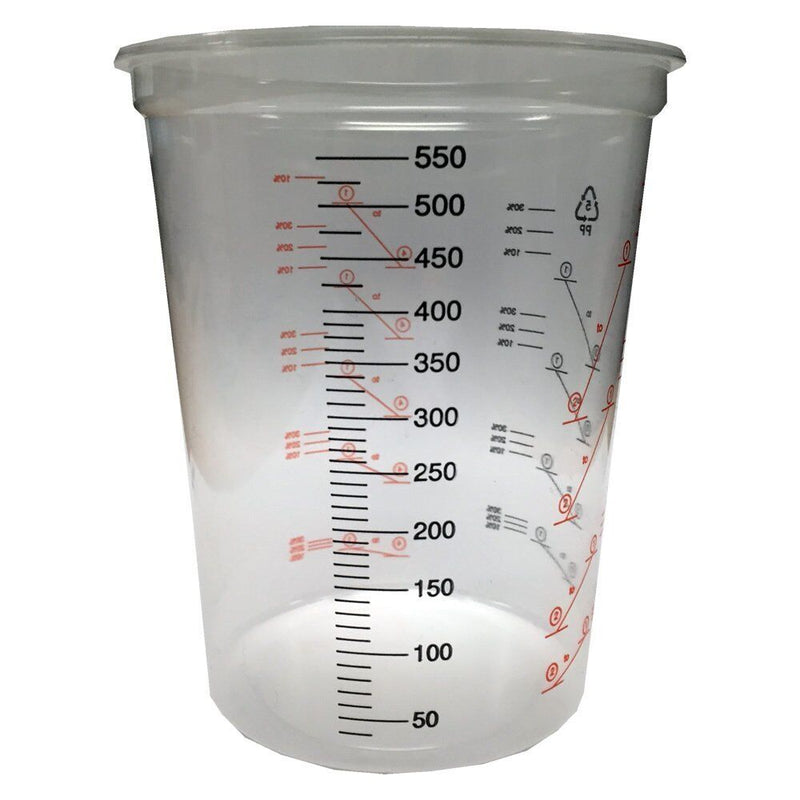 50 x 600ml Clear Plastic Mixing Cup - 50pk - No Lid