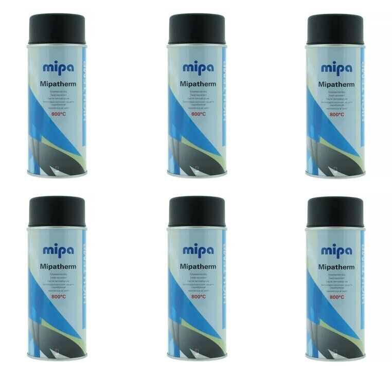 MIPATHERM BLACK HEAT RESISTANCE HIGH TEMP UPTO 800C PAINT 400ml - Pack of 6
