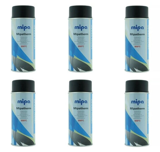 MIPATHERM BLACK HEAT RESISTANCE HIGH TEMP UPTO 800C PAINT 400ml - Pack of 6