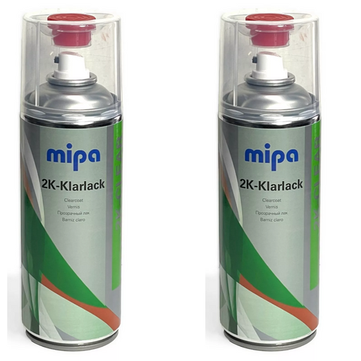 2 x MIPA 2K CLEAR COAT SPRAY Lacquer Car Paint Aerosol with HARDENER 400ml
