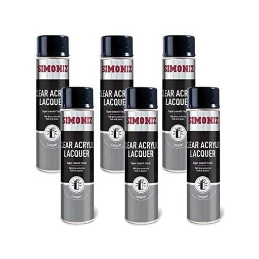 6 X SIMONIZ Spray Paint Aerosol 500ml Can Clear Lacquer