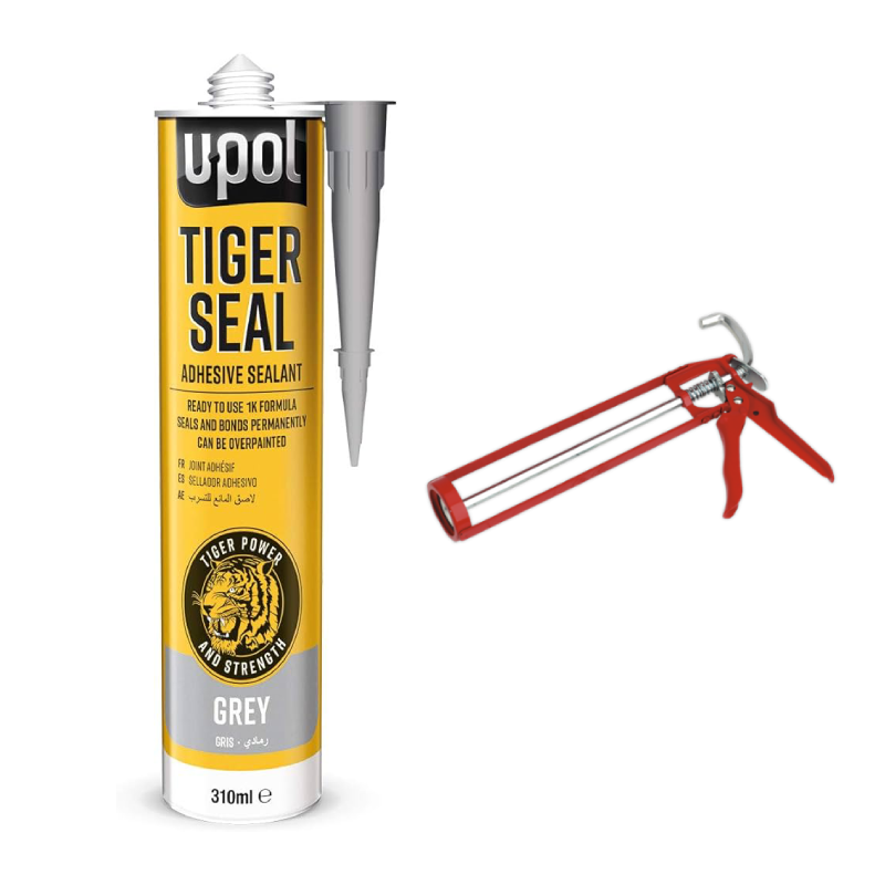 U-pol tiger seal adhesive sealant grey 310ml With Sealey Caulking Gun 330mm