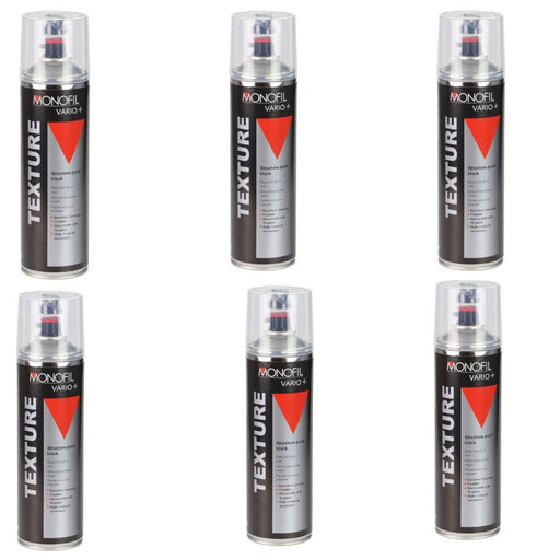 6 X MONOFIL VARIO+ TEXTURE  BLACK BUMPER PAINT Aerosol 500ml