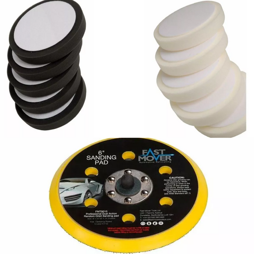 5 X Fast-mover Soft Black & White HookNLoop Pad 150mm x 30mm,  & Backing Pad