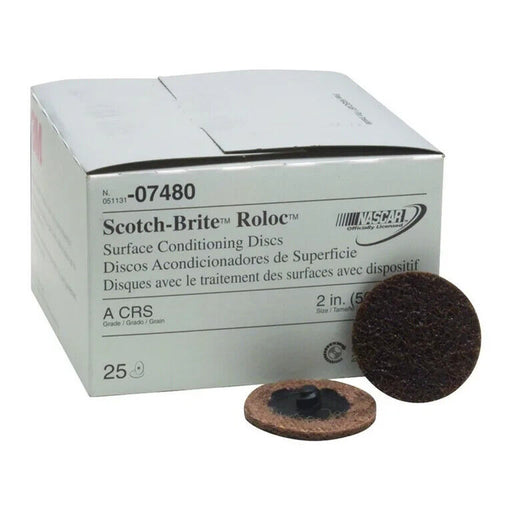 3M 07480 2" Coarse Scotch Brite Roloc Surface Conditioning Discs Brown BOX OF 25