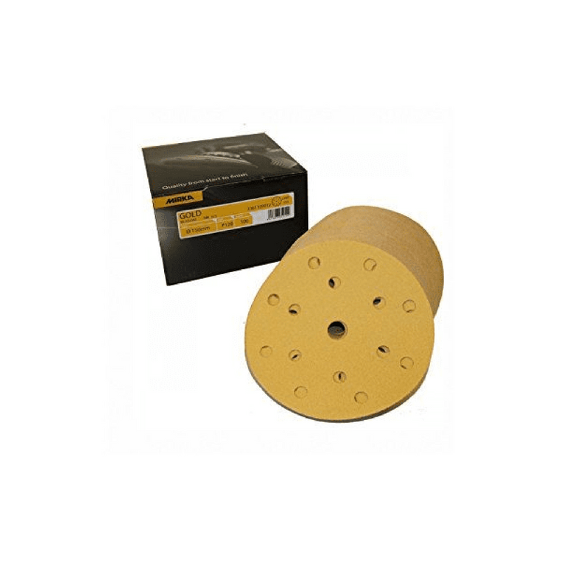 100 X MIRKA GOLD GRIP 150MM 6'' 15 HOLE DA SANDING DISCS box of 100
