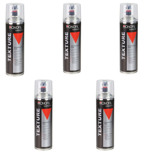 5 X MONOFIL VARIO+ TEXTURE  BLACK BUMPER PAINT Aerosol 500ml
