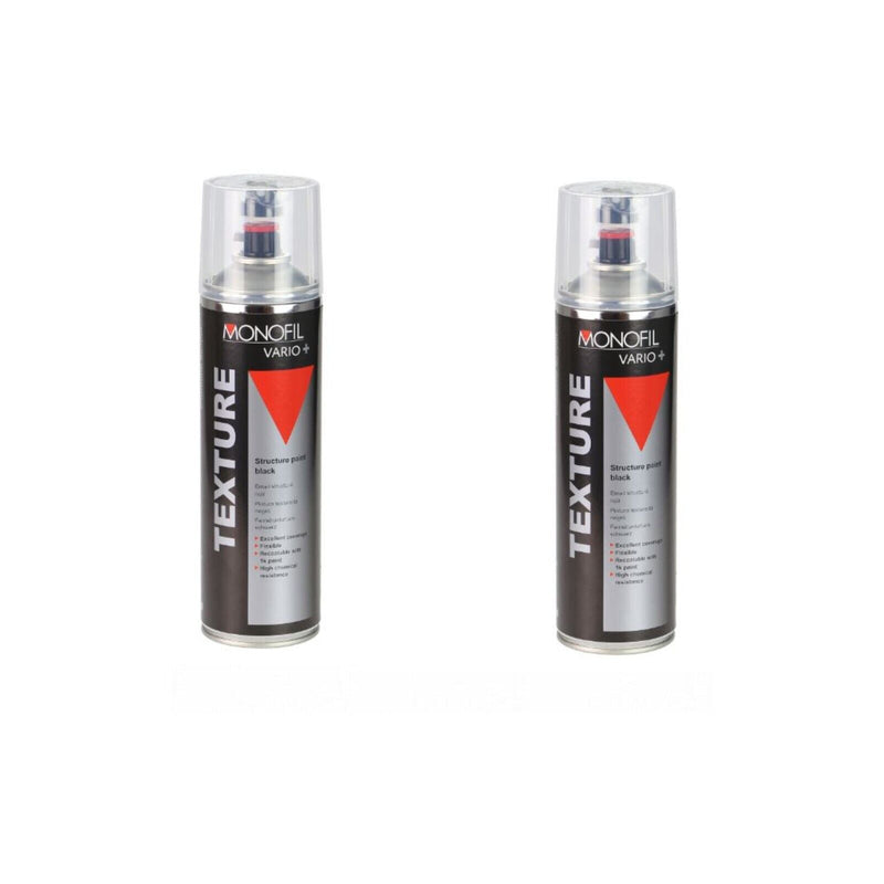 2 X MONOFIL VARIO+ TEXTURE  BLACK BUMPER PAINT Aerosol 500ml