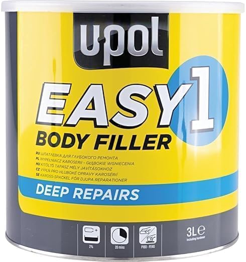 U-POL Easy 1 Lightweight Car Body Filler 3L – Deep Fill Polyester Filler with Hardener & Spreader