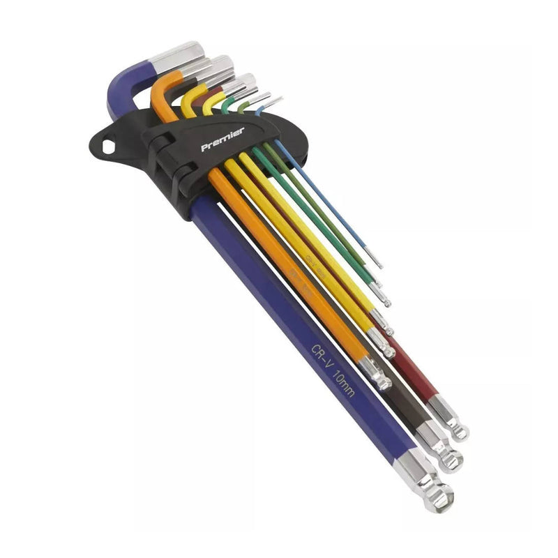 Sealey AK7190 Colour-Coded Long metric Ball-End Hex Key Set - 9 Pieces