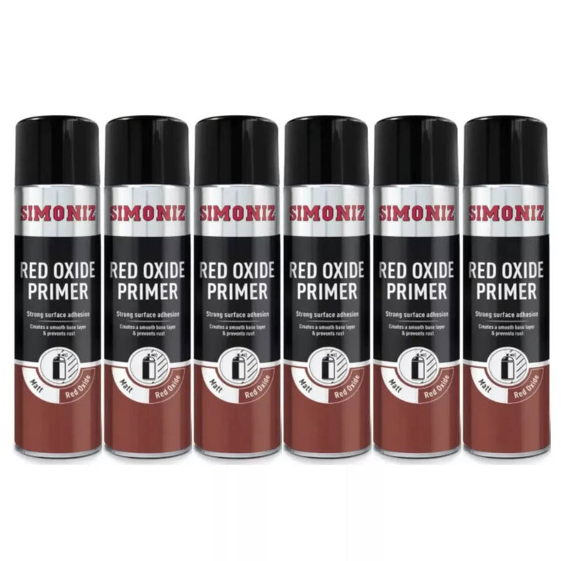 6 x Simoniz Red Oxide Primer Car Spray Paint 500ml