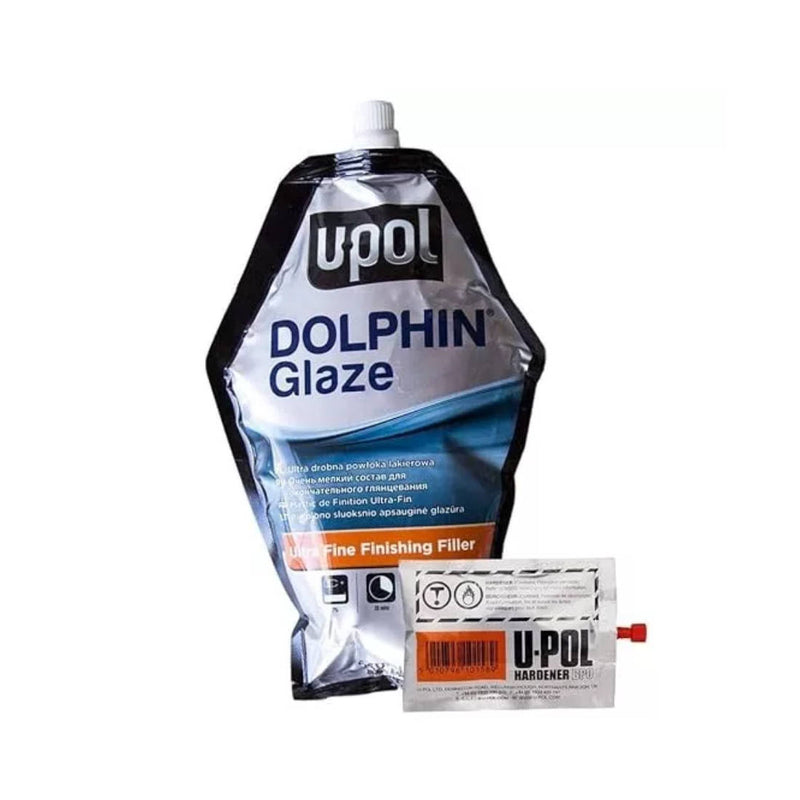 U-POL Dolphin Glaze Fine Finishing Filler 440ml with BPO Hardener – Ultra Smooth Car Body Repair