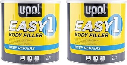 U-POL Easy 1 Lightweight Car Body Filler 3L – Deep Fill Polyester Filler with Hardener & Spreader