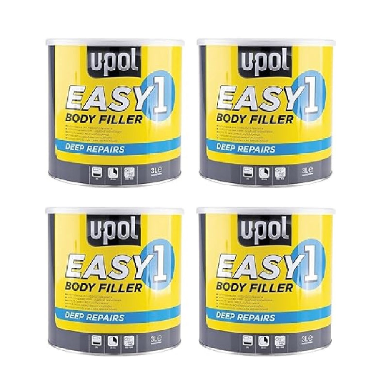 U-POL Easy 1 Lightweight Car Body Filler 3L – Deep Fill Polyester Filler with Hardener & Spreader