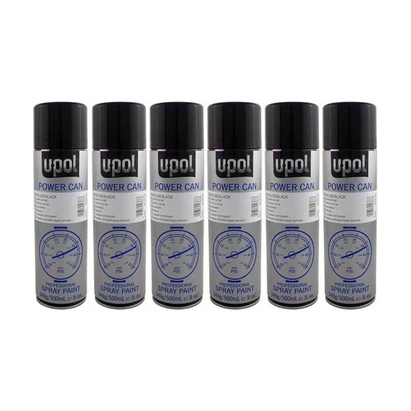 U-POL Power Can Gloss Black Spray Paint 500ml | Fast Drying Aerosol Topcoat for Automotive & DIY